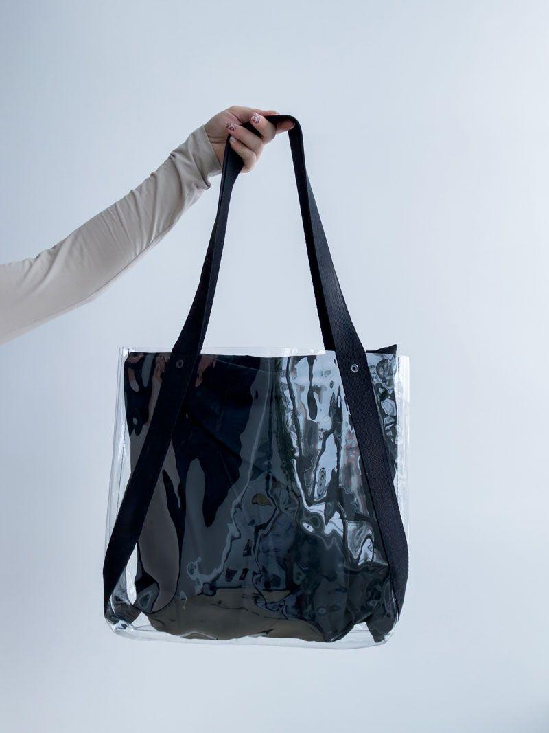 Прозрачный ПВХ тоут с прочными ручками-стропами для покупок