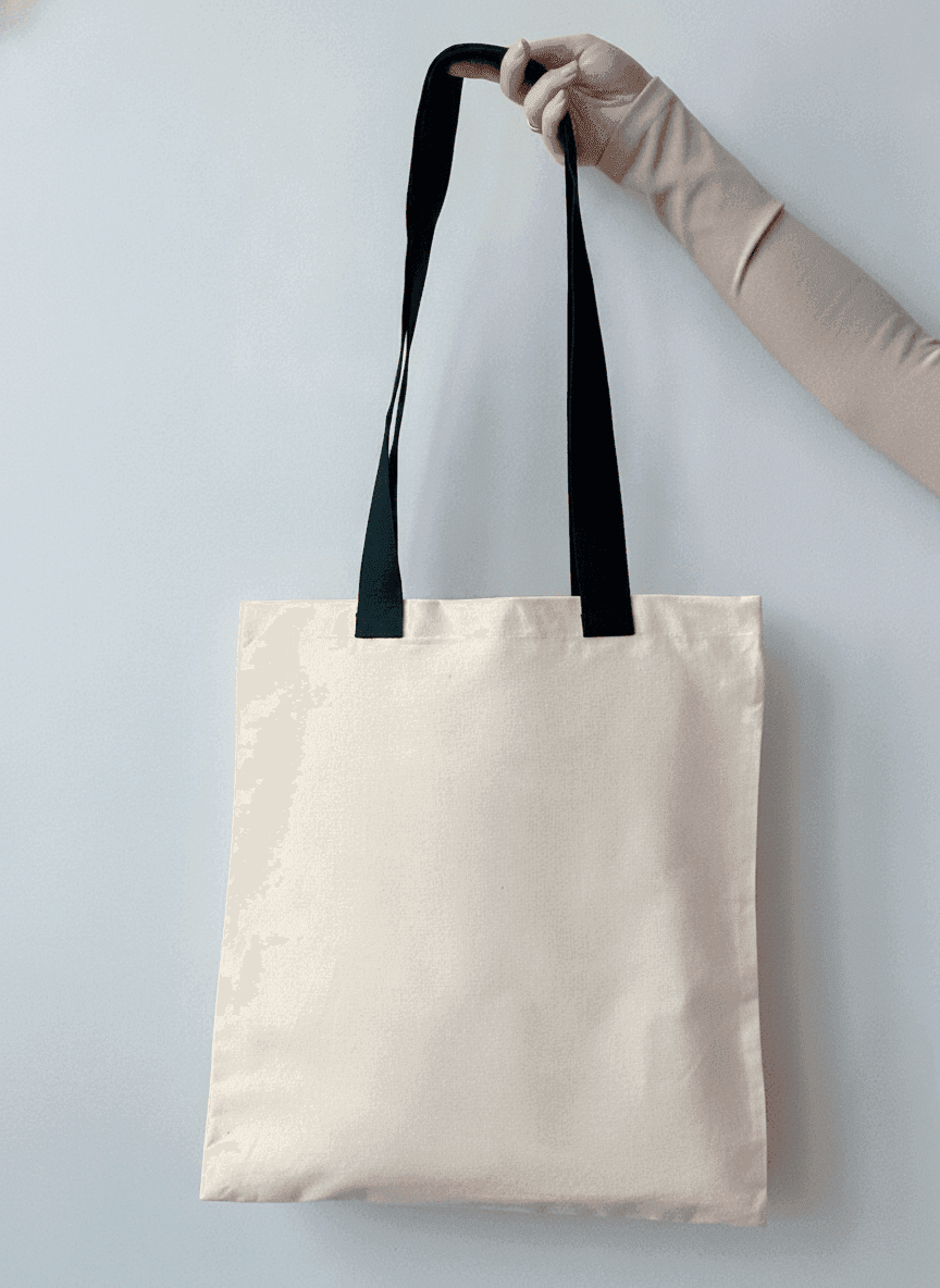 Eco-friendly tote bag with black handles