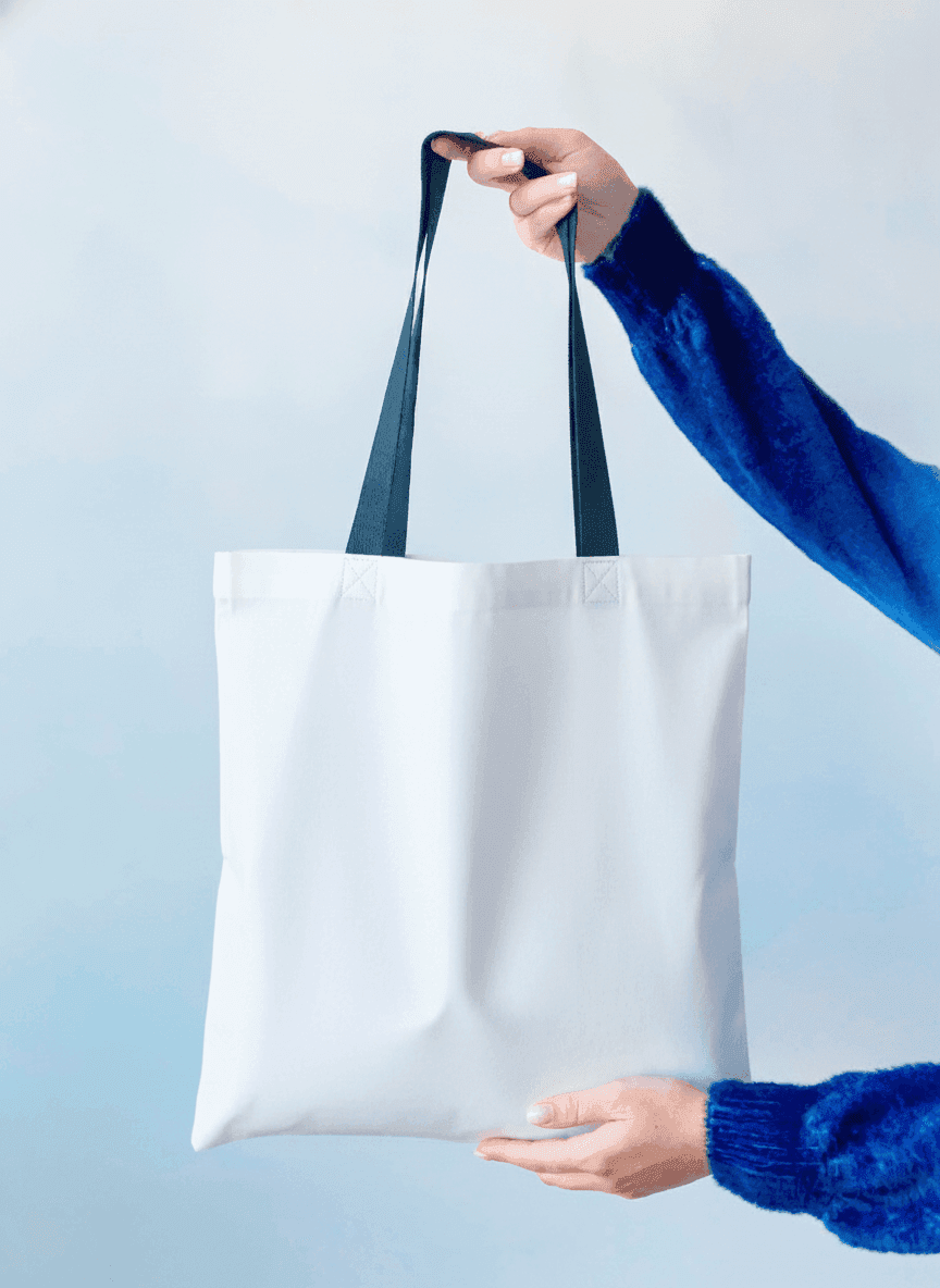 Heavy Cotton Tote Bag White with Black Handles