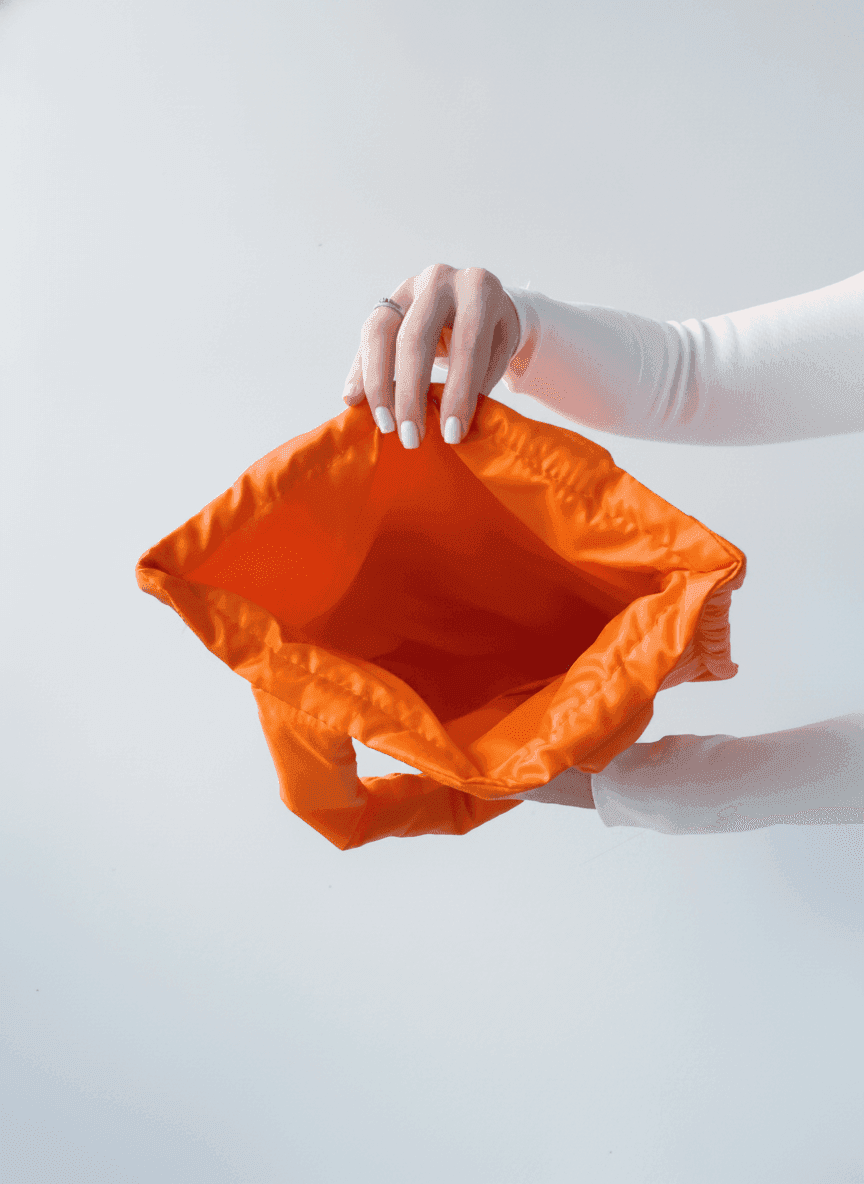Orange tote bag, water-repellent raincoat fabric