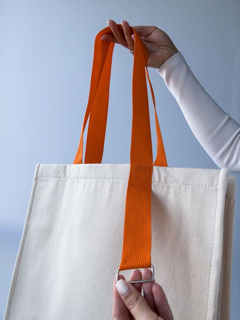 Екошопер із саржі з яскравими помаранчевими ручками та металевим кільцем — щільна бавовняна сумка Lavasta для покупок і щоденного використання без друку, розмір: 38см х 40смх 12см
