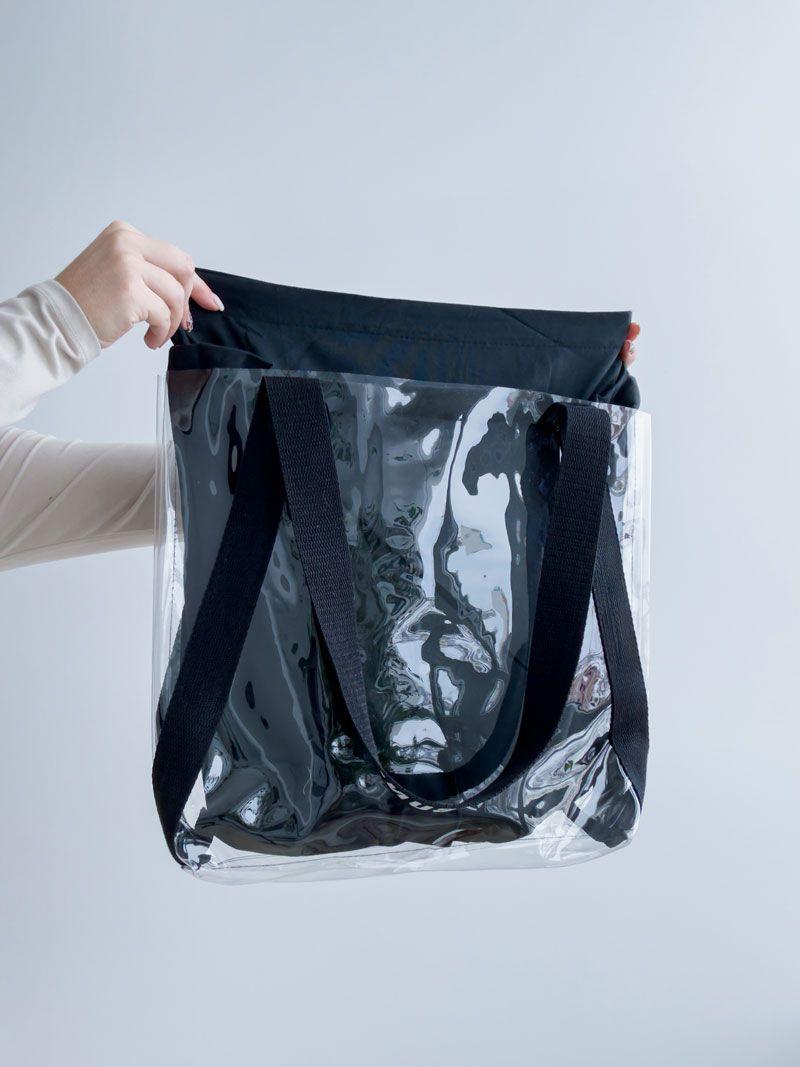 Прозрачный ПВХ тоут с прочными ручками-стропами для покупок