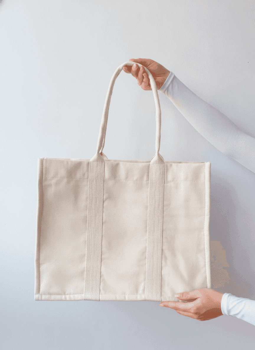 Structured Lined Tote Bag with Rounded Handles