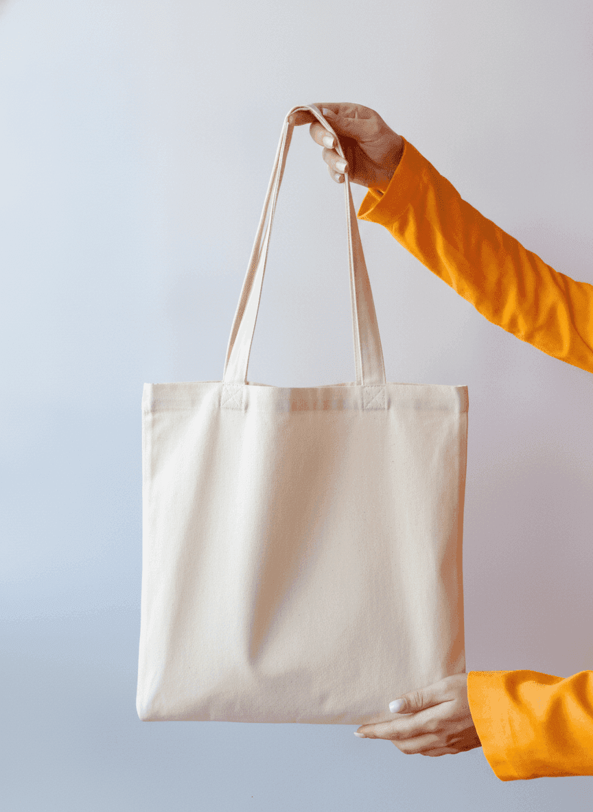 Sturdy Cotton Tote with Exterior Pockets