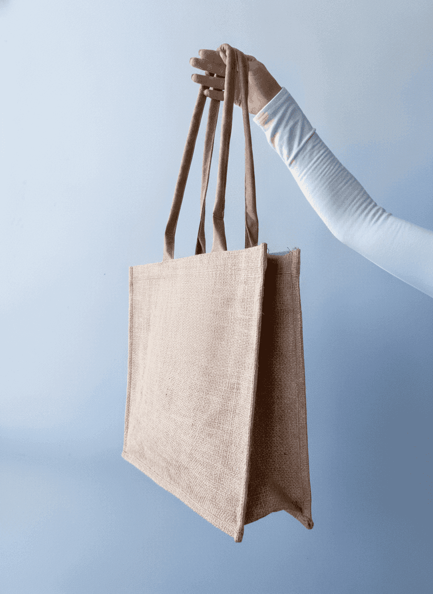 Jute & Laminated Burlap Tote with Rope Handles