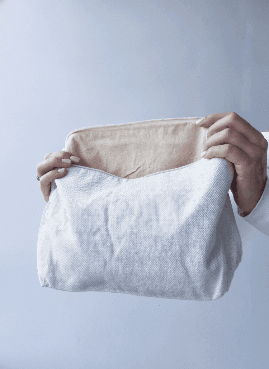 Canvas makeup bag with zipper