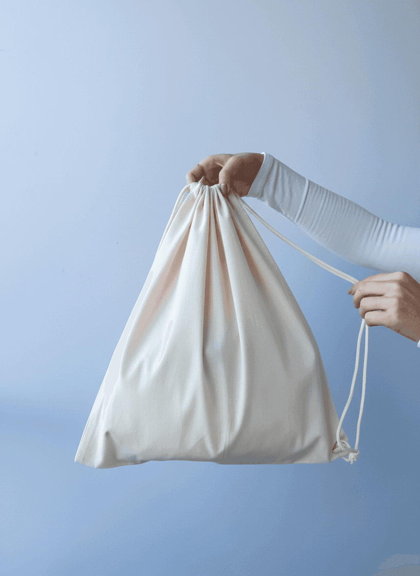 Квадратный мешок на шнурке из бязи для покупок