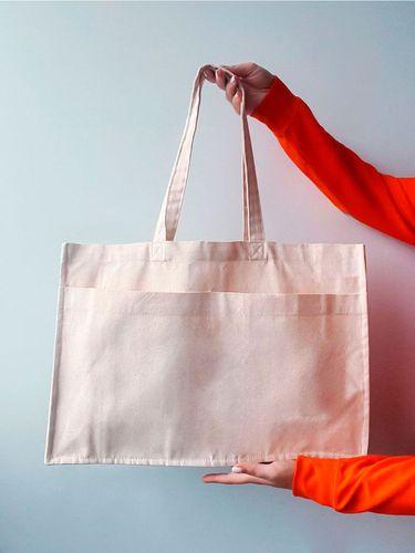 Горизонтильная сумка из плотного коттона с карманами