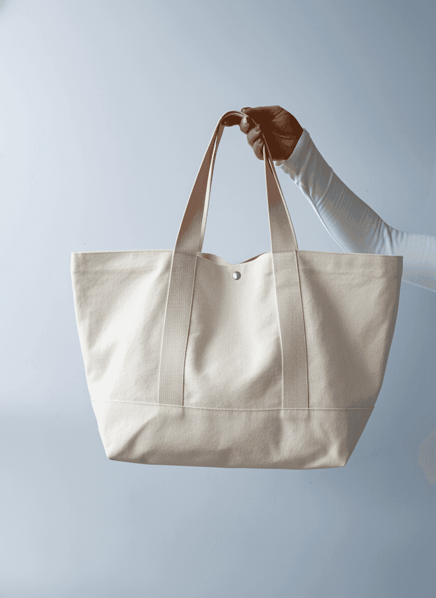 Шопер трапеция из фильтрканваса, нашивные ручки для покупок