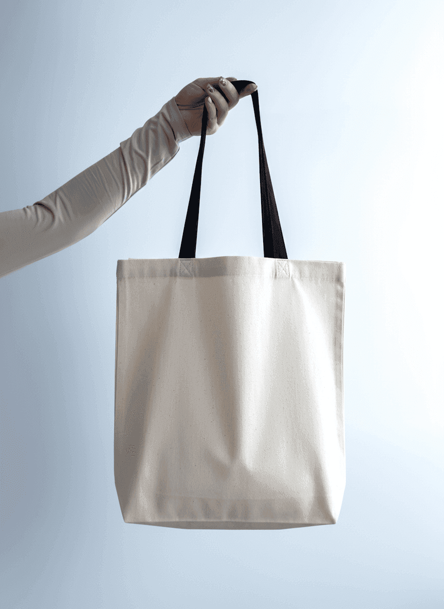 Книжний шопер із саржі для покупок з чорними ручками