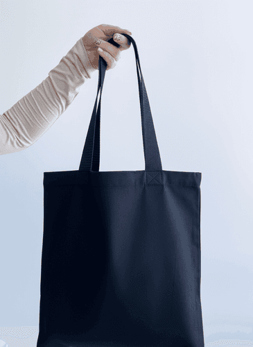 Шоппер из хлопковой саржи, длинные ручки, двойное дно