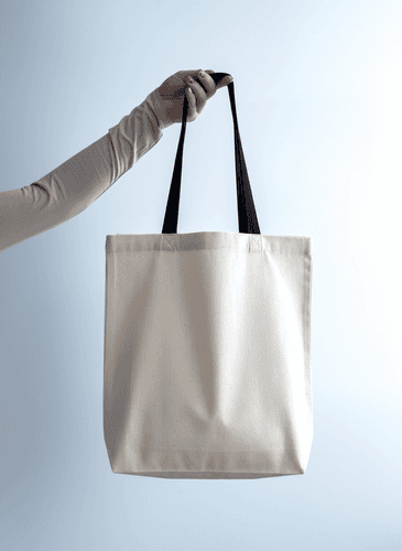 Книжний шопер із саржі для покупок з чорними ручками