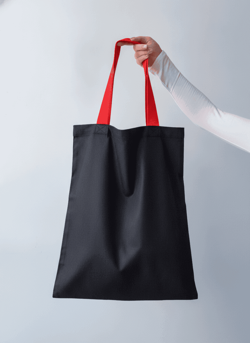 Heavy Cotton Twill Tote with Red Handles