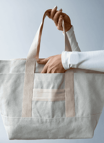 Шопер трапеция из фильтрканваса, нашивные ручки для покупок