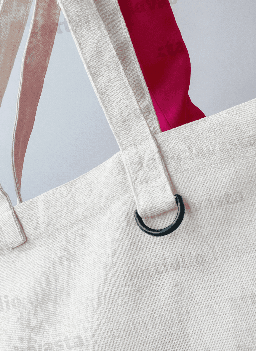 Light Tote Bag with Sewn Handles & D-Ring