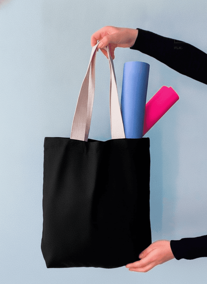 Flat-Bottom Tote with Wide Webbing Straps
