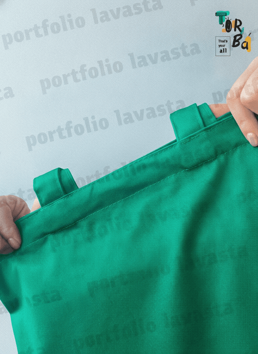 Green twill tote bag