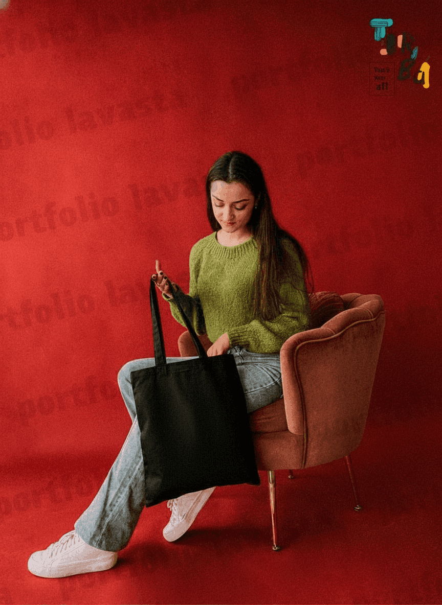 Eco tote bag with twill pocket