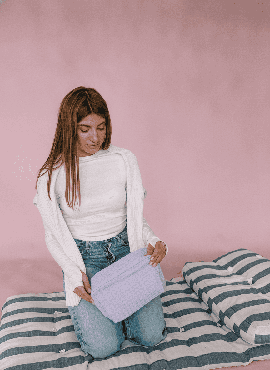 Lavender Waffle Makeup Bag, Zippered