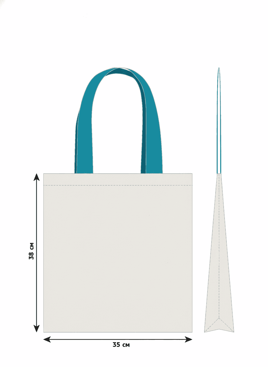 Midweight tote bag with turquoise handles