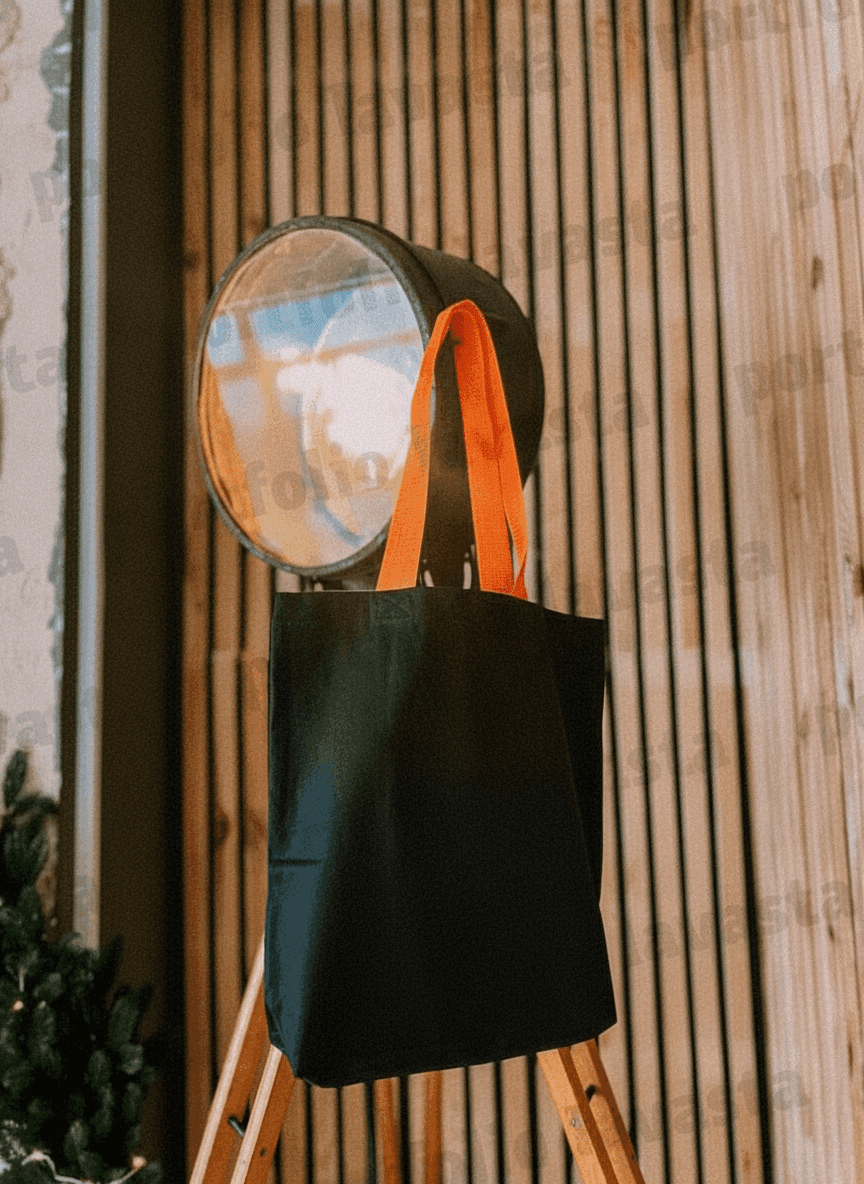 Lavasta tote bag with orange handles and pocket