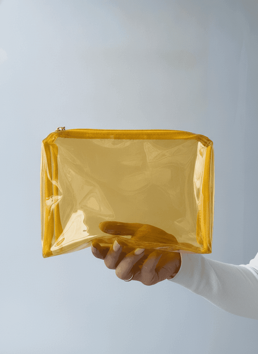 Clear Yellow PVC Makeup Bag, Waterproof