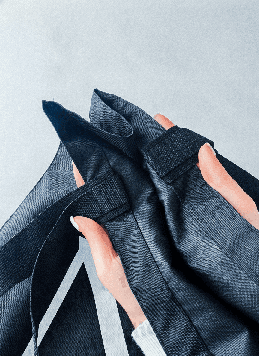 Black Twill Tote with Double Handles