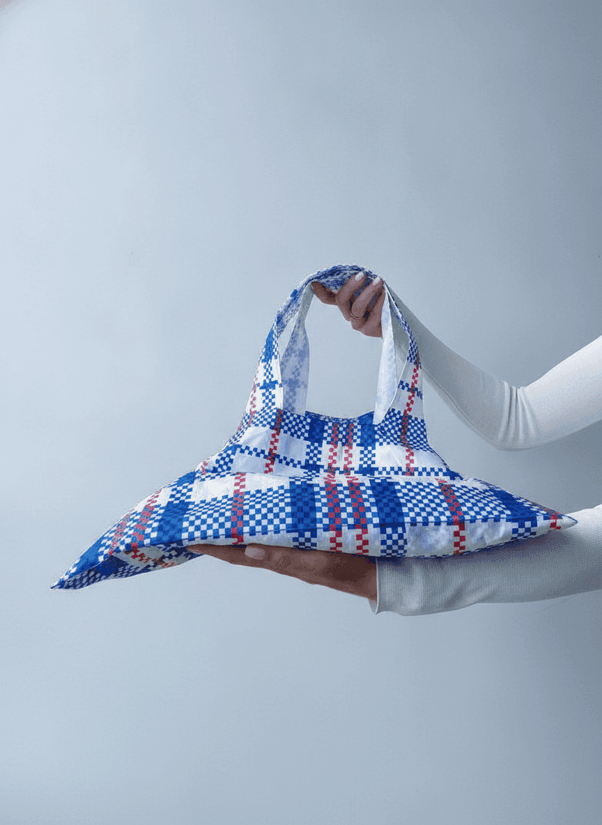 Waterproof Plaid Tote Bag with Wide Handles