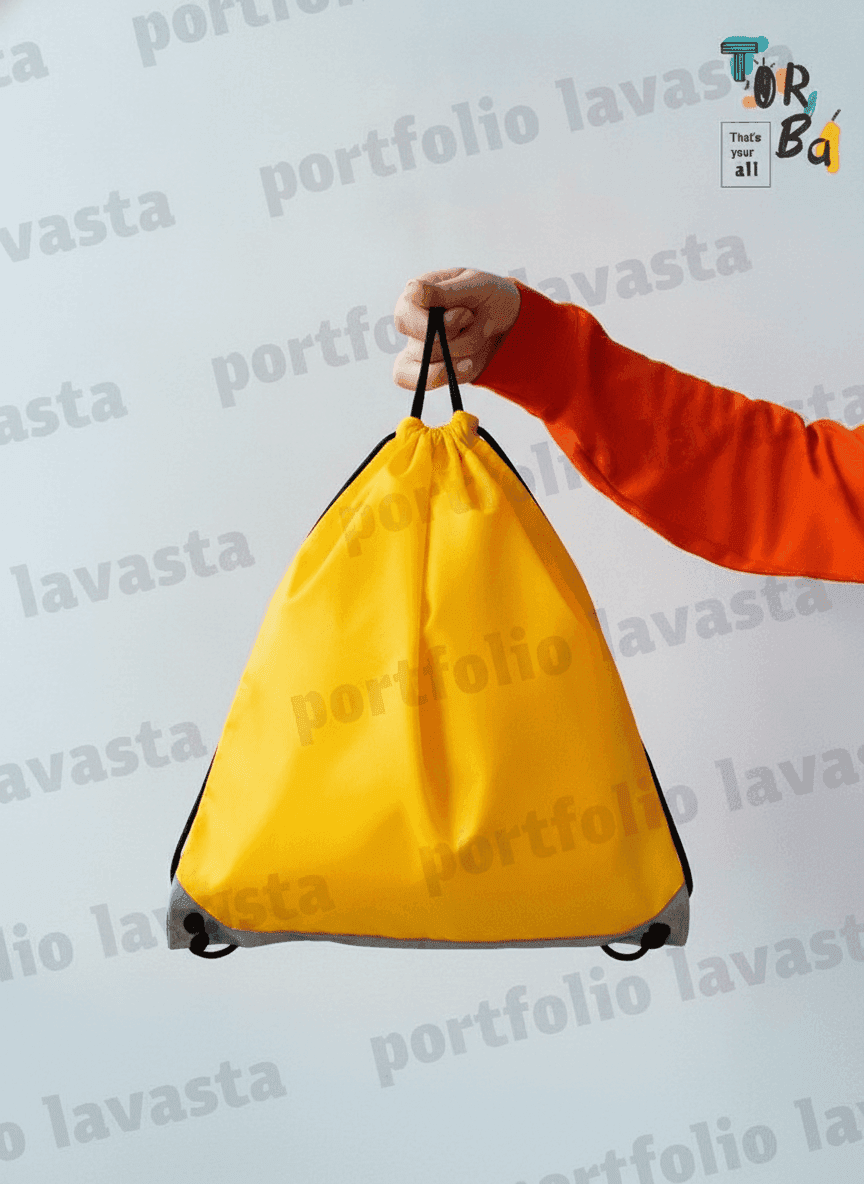 Yellow Nylon Backpack with Reflective Strip