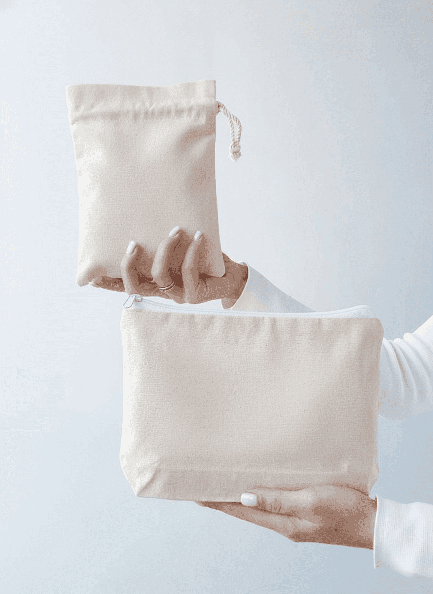 Eco Natural Fabric Zippered Cosmetic Bag