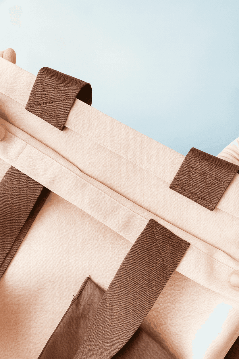 Cotton Tote Bag with Brown Handles