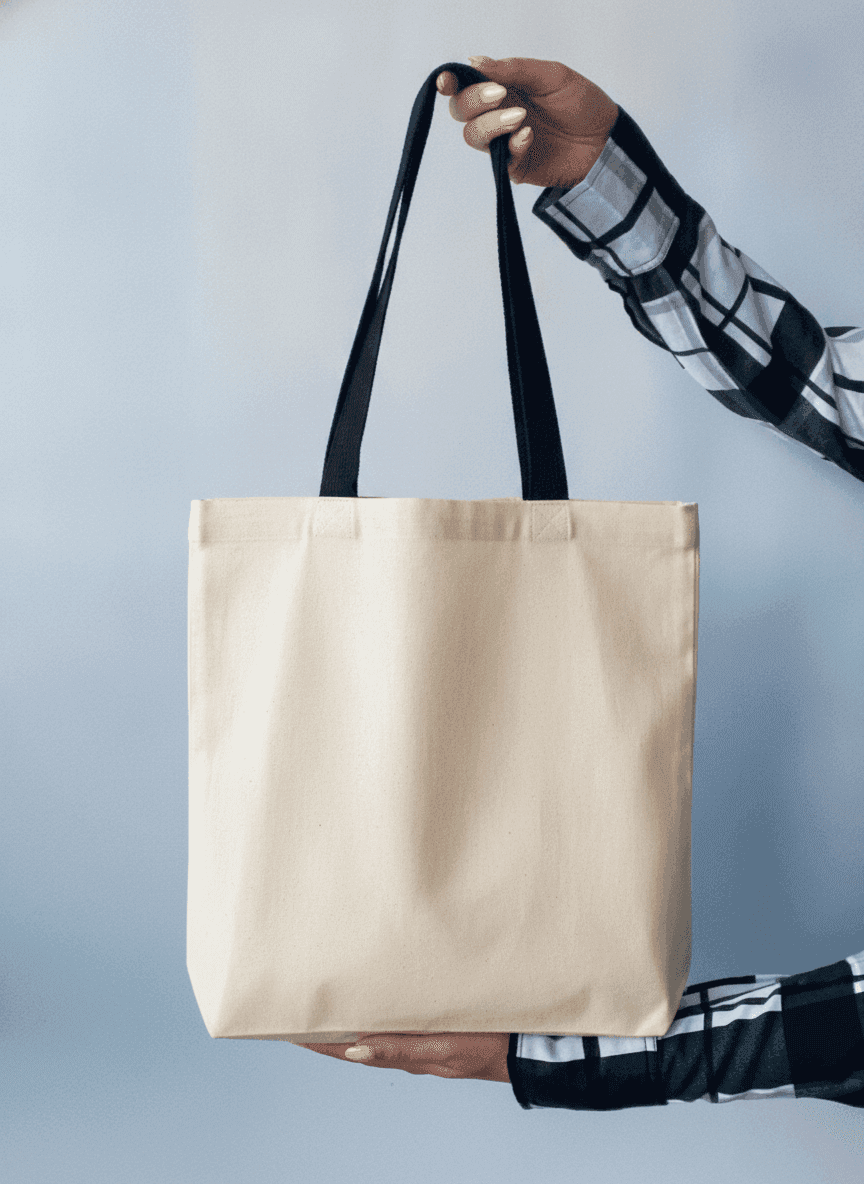 Double-Layer Tote Bag with Overlap Handle & Pocket
