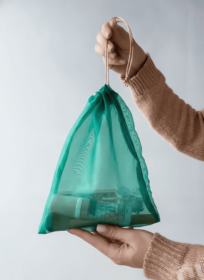 Clear Mesh Drawstring Makeup Pouch