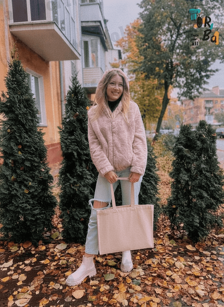 Spacious Heavy Cotton Tote Bag with Pockets