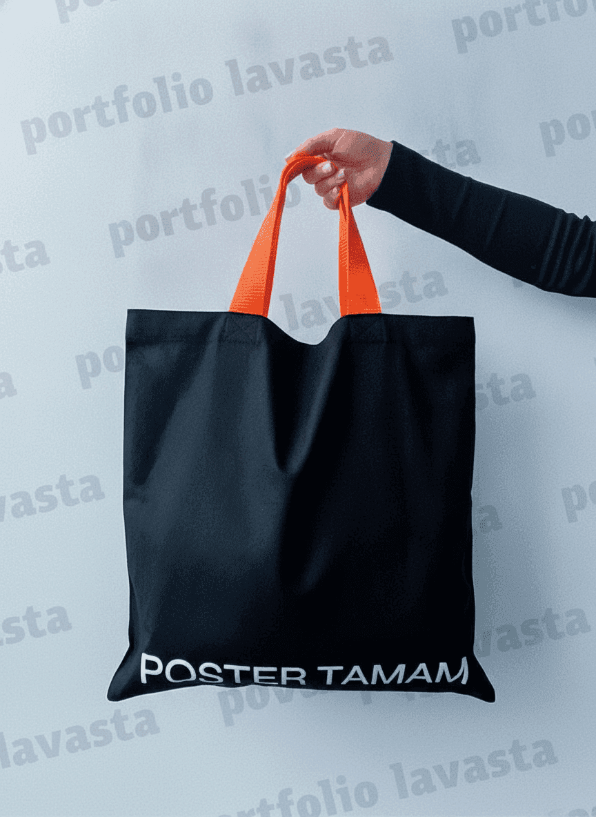 Roomy Cotton Tote Bag with Double Orange Handles