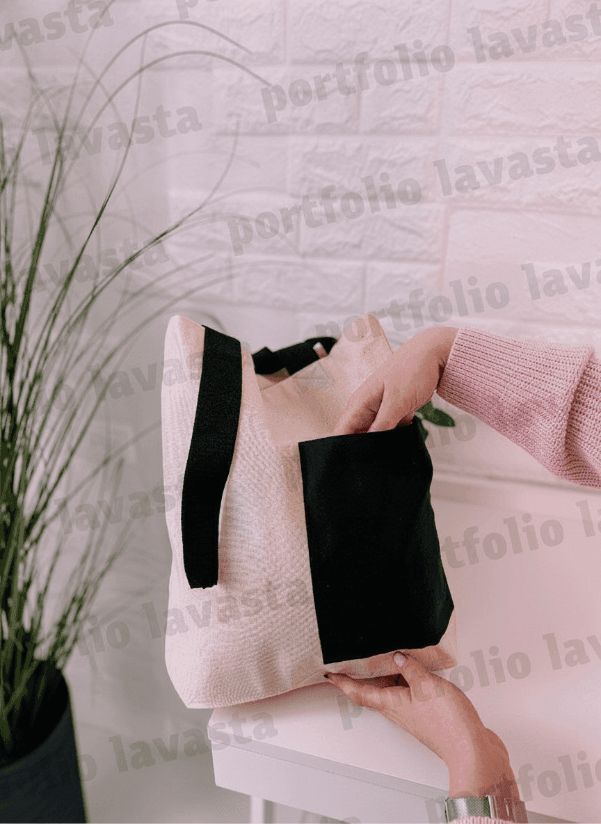 Light Beige Two-Ply Cotton Tote Bag