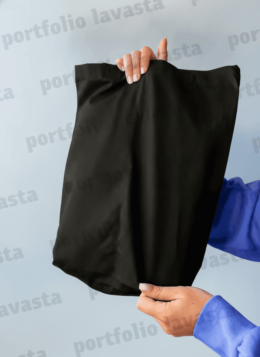 Heavy Cotton Tote with Blue Pocket & Bottom
