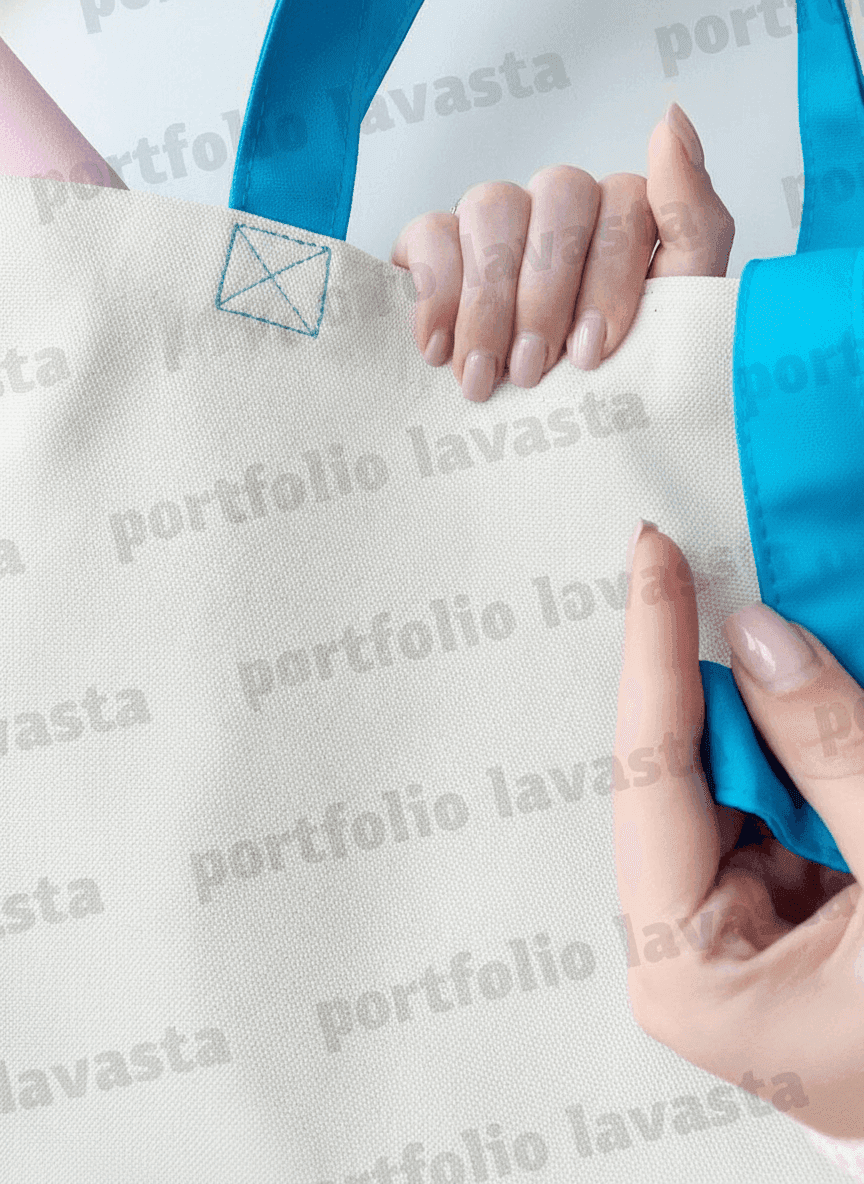 Midweight Tote Bag with Blue Handles