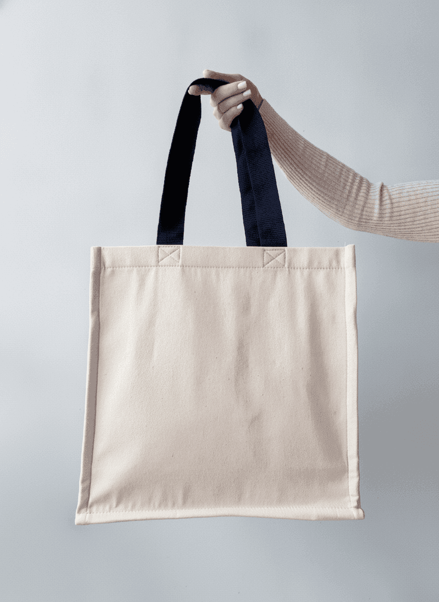 Light Beige Tote with Contrast Handles & Trim