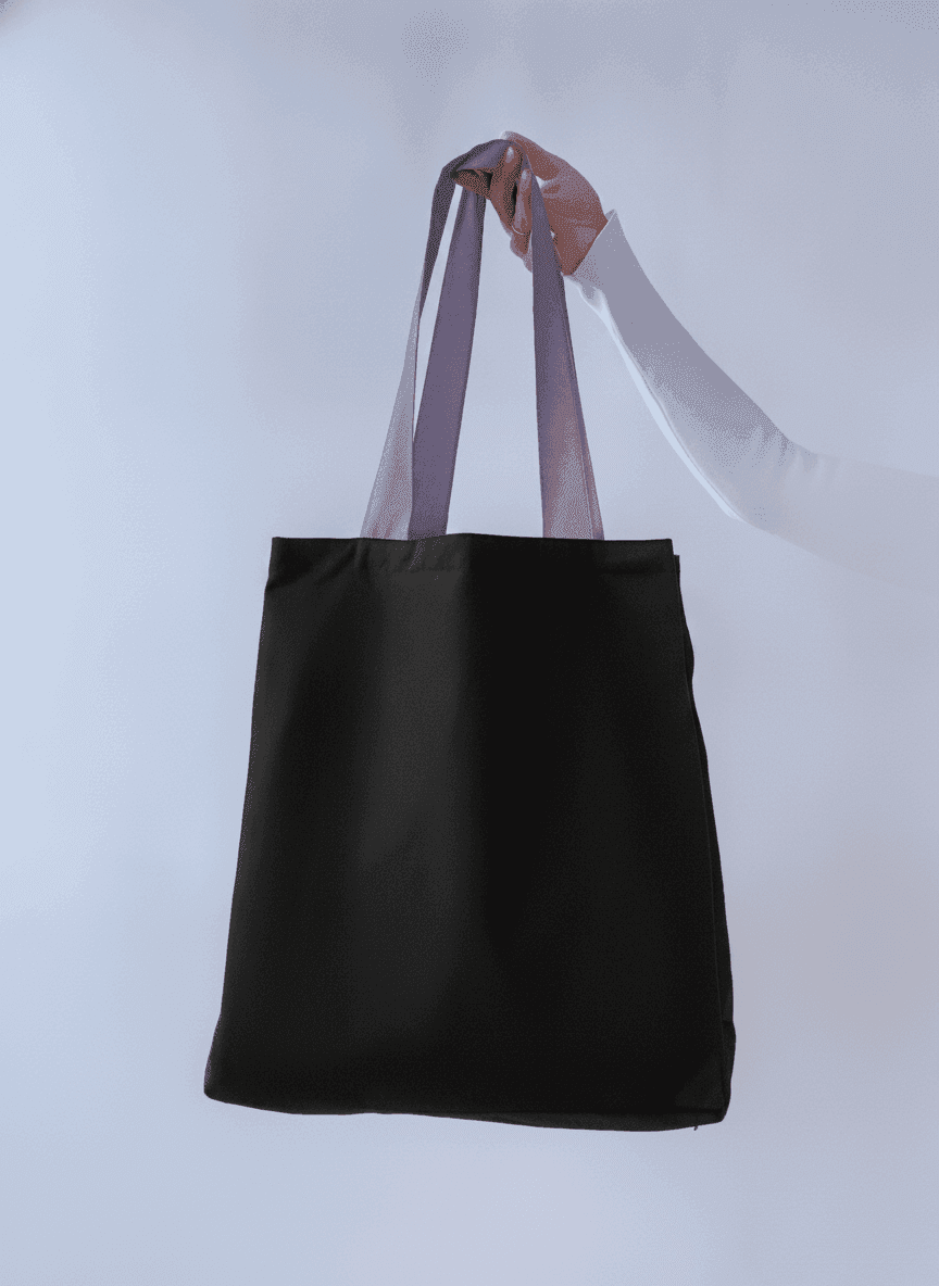 Navy Twill Tote Bag with Reflective Handles & Pocket