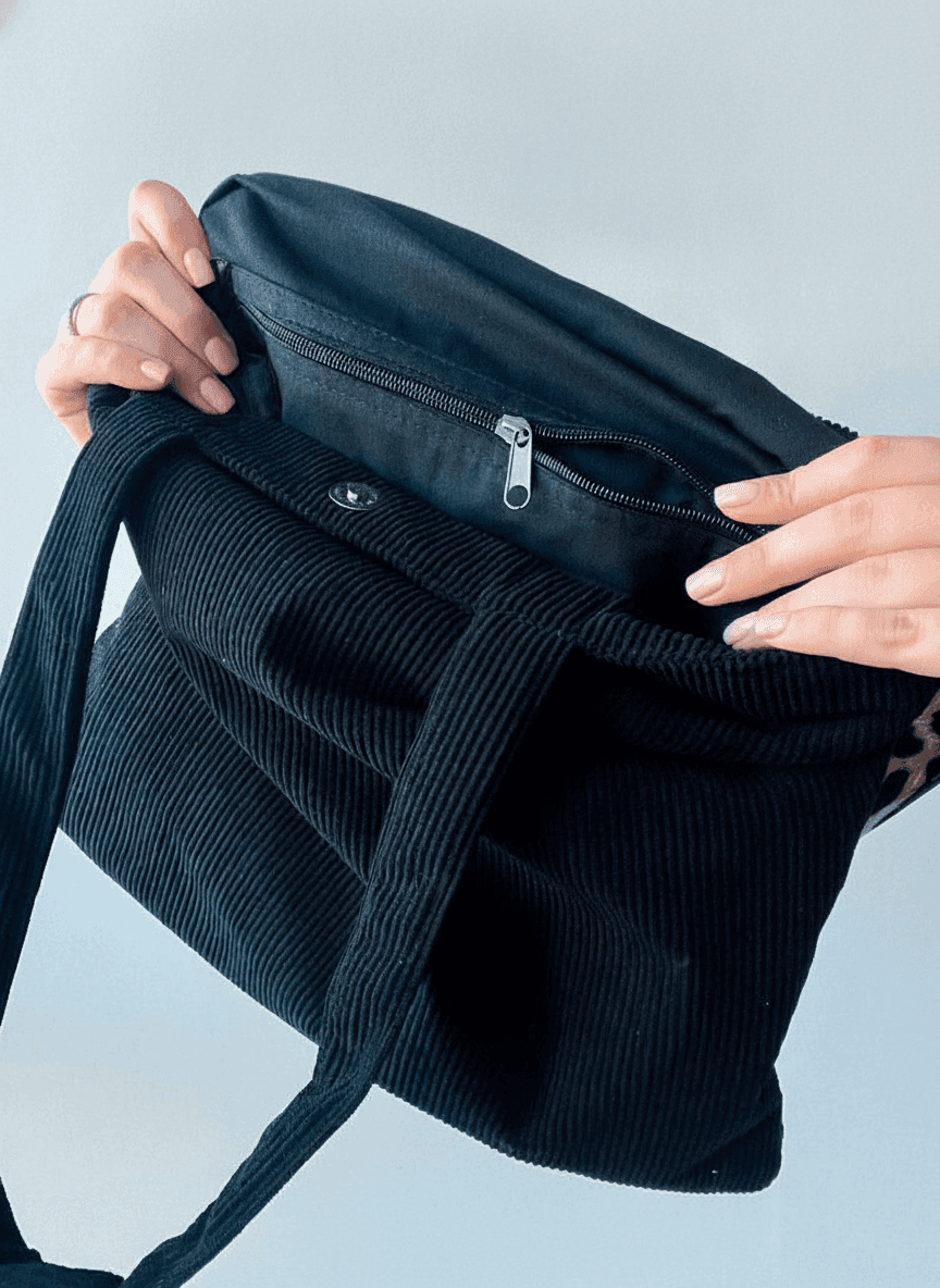 Corduroy Tote with Lined Inner Pocket
