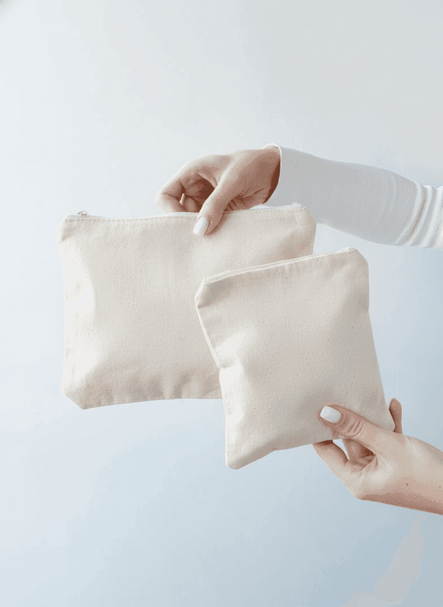 Eco Natural Fabric Zippered Cosmetic Bag