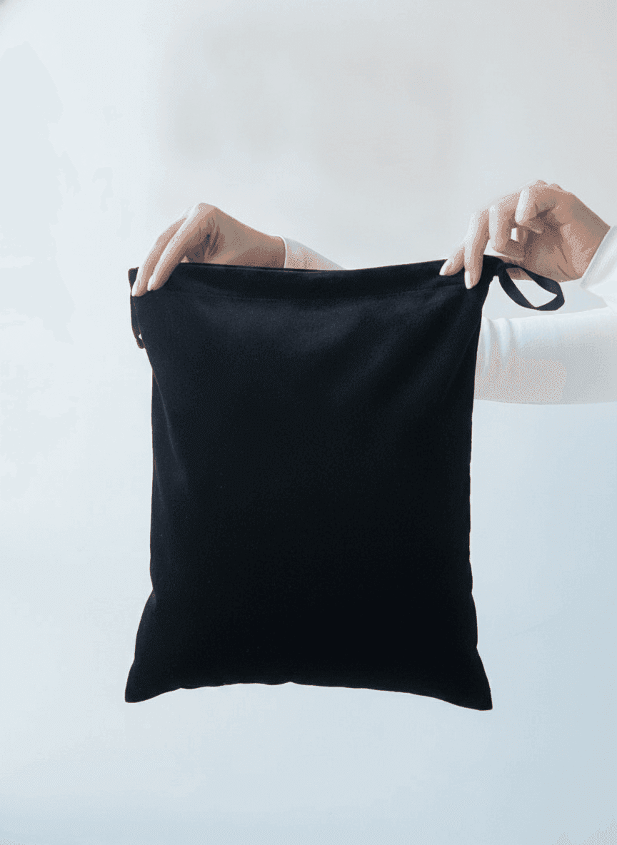 Black Velour Side Drawstring Pouch