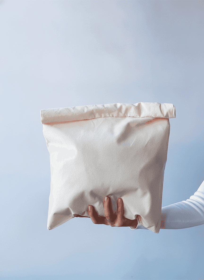 Light Beige Natural Fabric Pouch