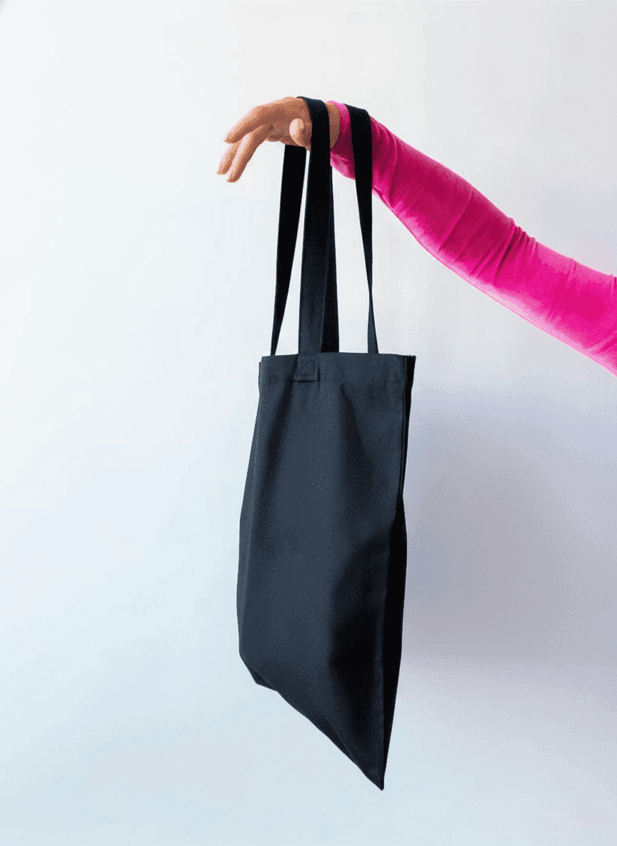 Black Lined Heavyweight Cotton Tote Bag