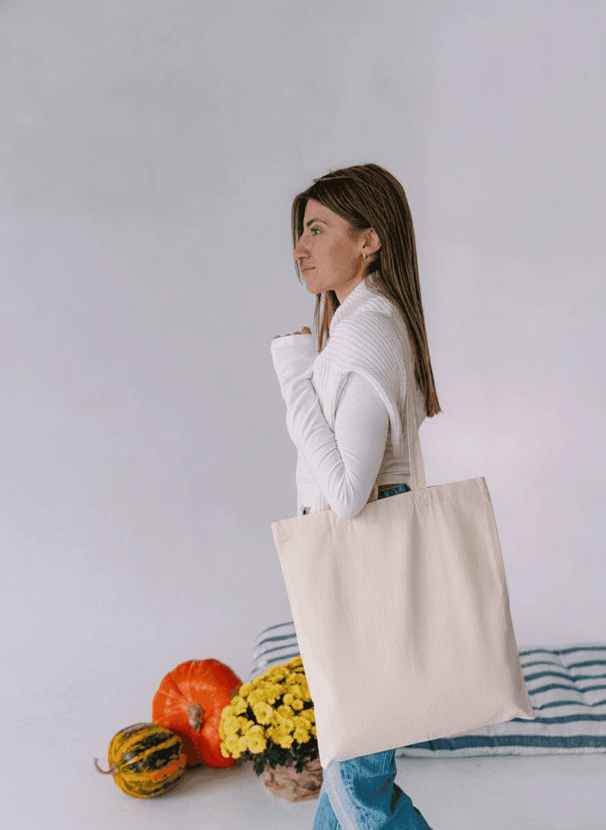 Cotton Twill Tote Bag with Long Handles