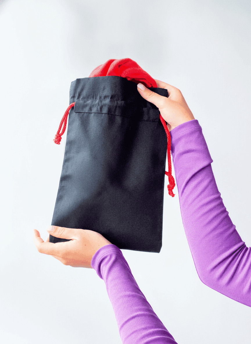 Black Twill Drawstring Pouch
