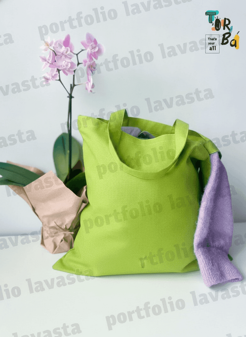 Thin Cotton Tote Bag Green Apple