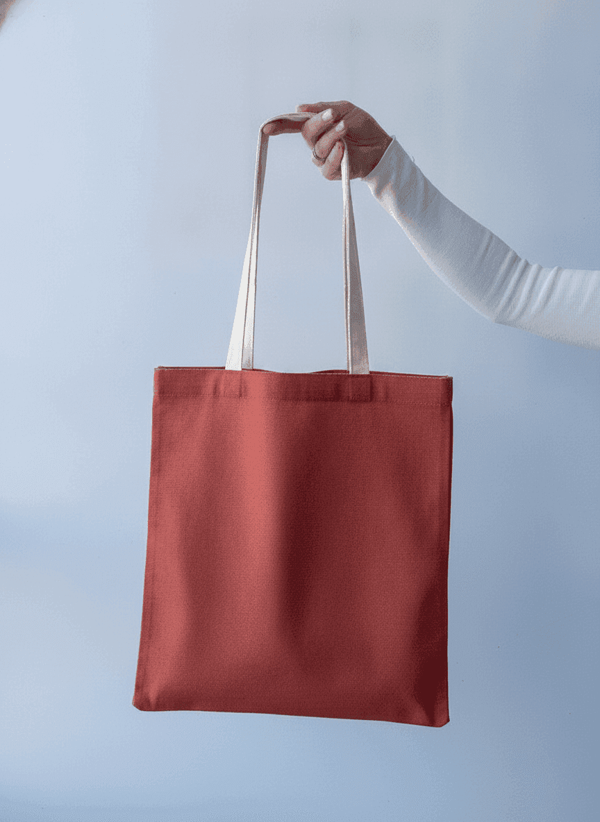 Solid Calico Tote Bag with Colorful Handles