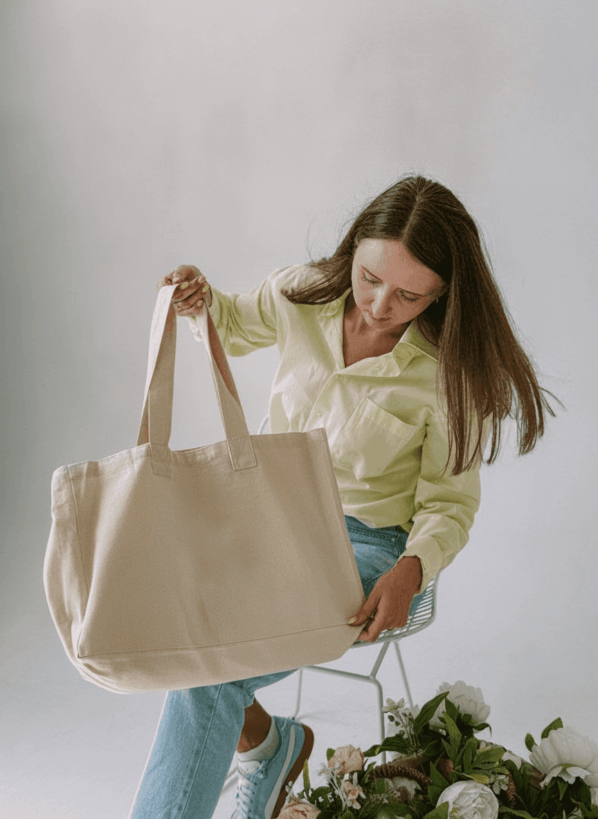 Two-Ply Cotton Eco Tote Bag with Reinforced Bottom